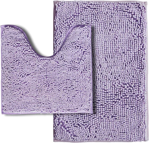 Vista 29 de Juego de alfombras de baño de 2 piezas, súper absorbente suave, gruesa, lavable en lavadora, alfombra de baño de chenilla antideslizante, alfombra