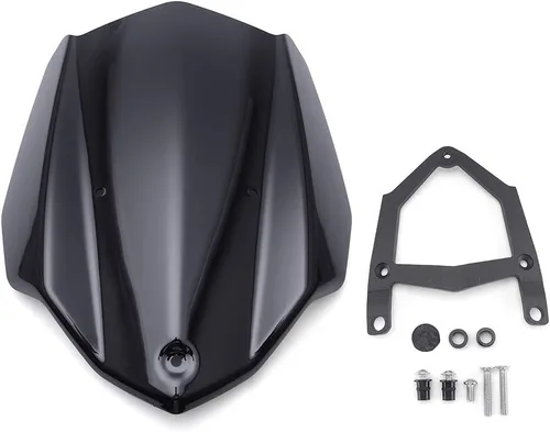 Vista 3 de GLoyer Motorcycle Windshield Windscreen Compatible with MT-03 MT03 MT 03 FZ-03 FZ03 FZ 03 2016 2017 2018 2019 Double Bubble Windshield Wind Black