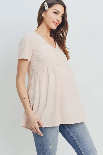 Vista 3 de LaClef Top de maternidad plisado frontal con cuello en V para mujer
