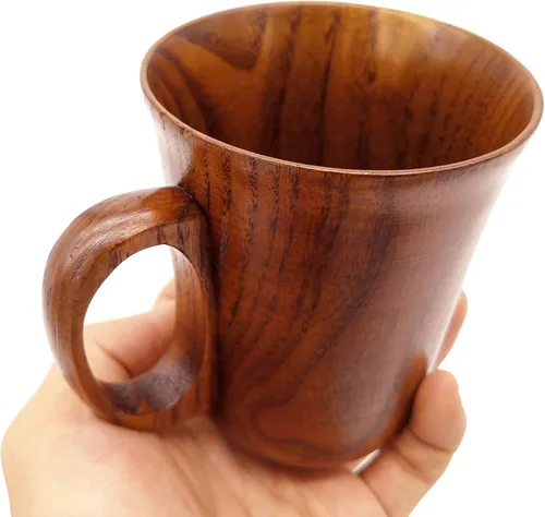 Vista 3 de vasos vintage para cerveza, de madera, elegantes, con asa, 12 onzas, tazas de café