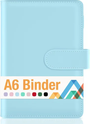 Vista 14 de Sooez Carpeta A5 con 6 anillas, cubierta recargable para cuaderno, organizador pequeño de cuero, carpeta vacía para presupuesto, diario, soporte