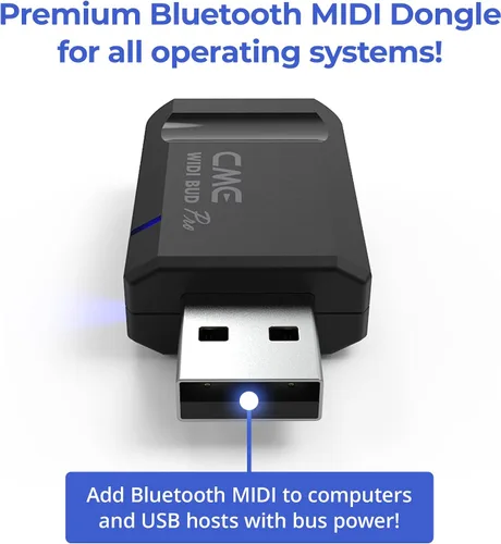Vista 3 de CME WIDI Bud Pro - Interfaz MIDI Bluetooth para iOS, macOS, Windows, Android, ChromeOS, Linux - Conecta, empareja y reproduce - Sin controladores