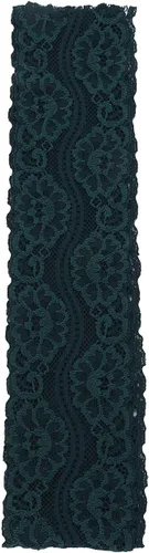 Vista 6 de Cinta de encaje elástica con patrón ovalado vintage de 2 pulgadas de ancho, 10 yardas de ancho, cinta de encaje verde oscuro, cómoda para ropa