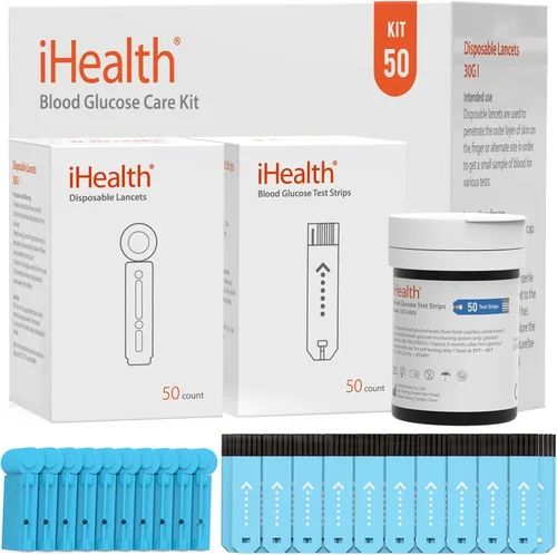 Vista 7 de iHealth Tiras de prueba de glucosa en sangre, 100 unidades, lancetas para el control de la diabetes, 100 unidades, compatibles solo con monitor