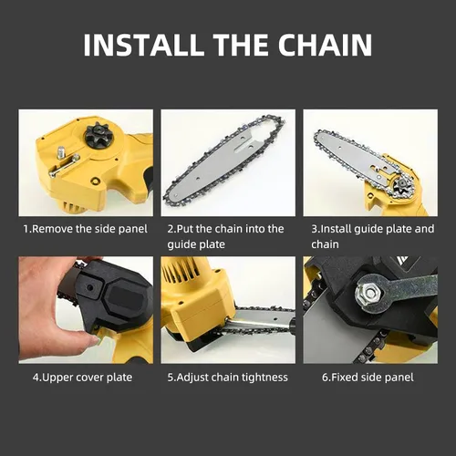 Vista 3 de 5 cadenas de motosierra de 6 pulgadas, cadenas de repuesto para mini motosierra eléctrica portátil inalámbrica de 6 pulgadas, cadenas para mini