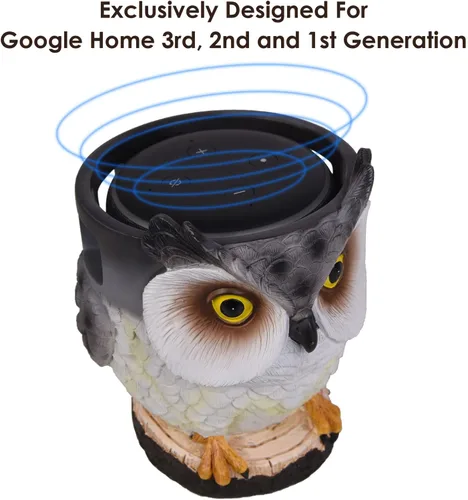 Vista 3 de Soporte de búho, estatua de búho, soporte inteligente para altavoz Echo Dot 4ª/3ª/2ª y 1ª generación, Google Home Mini/Google Nest Mini