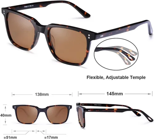 Vista 54 de Carfia Chic - Lentes de sol polarizados para mujer, protección UV400, marco de acetato pulido a mano