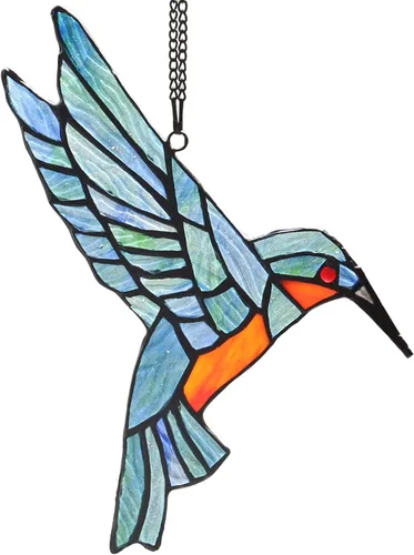 Vista 8 de Bieye W10048 Colibrí estilo Tiffany - Atrapasoles para ventana con cadena y gancho de ventosa (7 pulgadas de ancho x 6 pulgadas de alto)