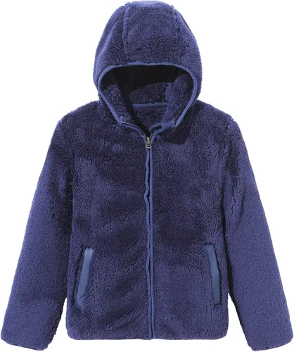 Vista 3 de Chaqueta sherpa de forro polar suave con capucha y cremallera completa para niña