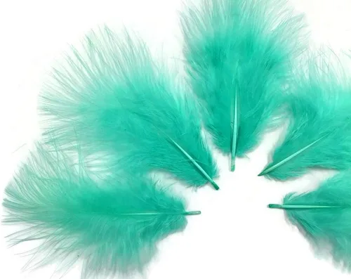 Vista 2 de 1/4 lb - Aqua Blue Pavo Marabou Corto Plumas Sueltas Mullidas Al Por Mayor A Granel