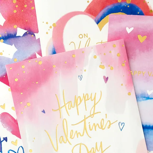 Vista 7 de Hallmark Surtido de tarjetas del día de San Valentín, lámina dorada y acuarela (36 tarjetas y sobres)