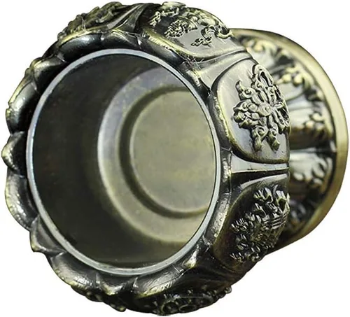 Vista 5 de Portavelas de flor de loto – Taza budista tibetana para oferta de agua, soporte para lámpara de aceite para meditación de Altar de Buda (bronce)