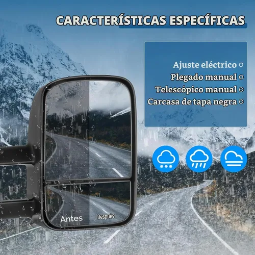 Vista 2 de Espejos de remolque Compatibles con Ford F150 1997-2003, cabina estándar y extendida (no para modelos de 4 puertas), espejos de remolque izquierdo