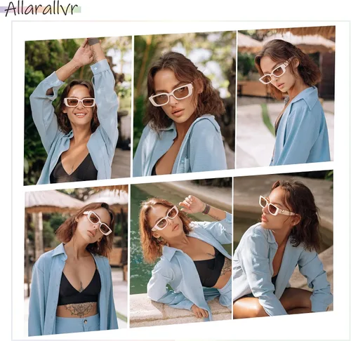 Vista 7 de Allarallvr Lentes de sol rectangulares para mujer, estilo retro de los años 90, Y2K, clásicos, vintage, cuadrados, AR82037