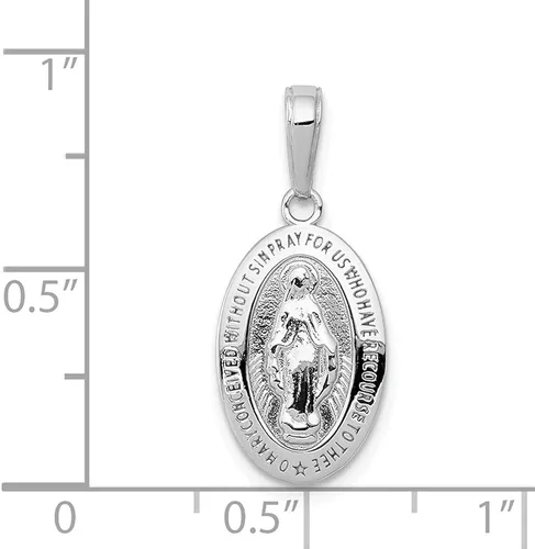 Vista 4 de Colgante pequeño de medalla milagrosa de oro blanco de 14 quilates L- 0984in W- 0433in joyería fina para mujer Metal