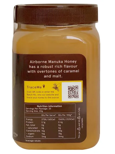 Vista 3 de Airborne (Nueva Zelanda) Miel de Manuka 70+ 500g / 1.1lbs
