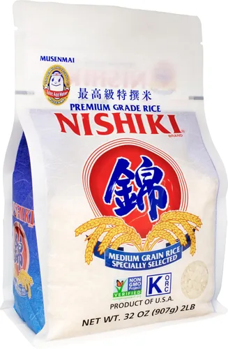 Vista 3 de Nishiki - Arroz Musenmai, arroz blanco de grano medio, 2 libras (paquete de 12)