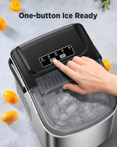 Vista 5 de Máquinas de Hielo de Encimera Silonn, 9 Cubos Listos en 6 Minutos, 26 libras en 24 Horas, Máquina de Hielo Autolimpiante con Pala para Hielo