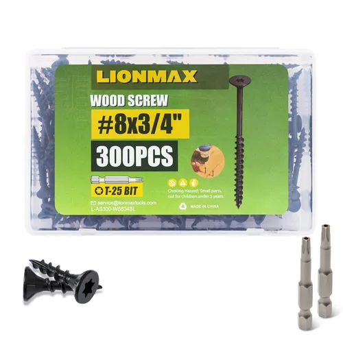 Vista 25 de LIONMAX Tornillos de cubierta de 1-1/4 pulgadas, tornillos para madera #8 x 1-1/4 pulgadas, 100 unidades, resistentes a la corrosión, revestimiento