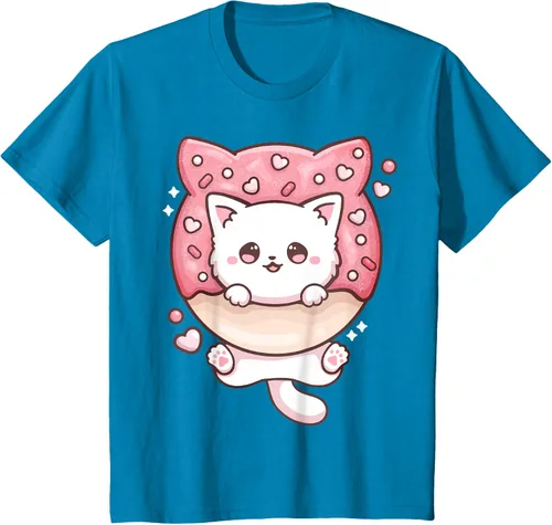 Vista 83 de Camiseta Kawaii Cat Donut Anime Lover Otaku, Negro