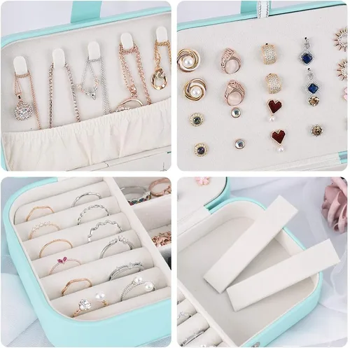 Vista 3 de Joyero Homchen de viaje caja para guardar las joyas para collares pendientes anillos y pulseras