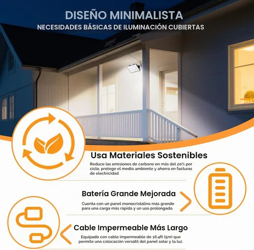 Vista 3 de LumiZen Luces solares para exteriores, control remoto, luces solares con sensor de movimiento con 3 modos, iluminación de inundación impermeable