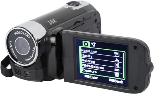 Vista 9 de Videocámara de mano, cámara de 1080P 16MP Cámara de video con zoom digital de 16x con pantalla giratoria TFT de 2.7 pulgadas y cable USB (negro)