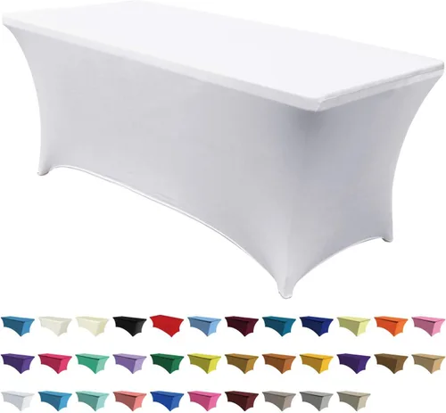 Vista 17 de ABCCANOPY - Paquete de 2 manteles elásticos de elastano de 4 pies Fitted, Washable and Wrinkle Resistant Table Protector for Wedding