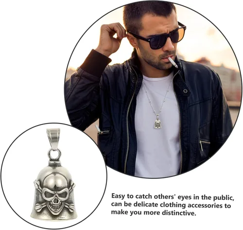 Vista 3 de BESPORTBLE Cross Bell Colgante Skull Man Accesorios de acero inoxidable