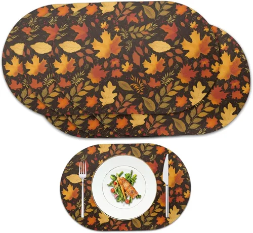 Vista 33 de Blue Flower Dining Table Mats Set of 2 Hummingbird Heat Resistant Placemats Washable and Wipeable Non Slip Place Mat, Waterproof Modern Dining Table