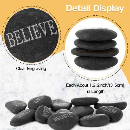 Vista 3 de 12 piedras para bricolaje grabadas inspiradoras piedras de jardín pulidas inspiradoras, estimulación natural, decoración curativa personalizada