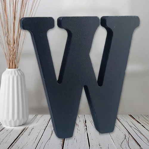 Vista 29 de AOCEAN Letras de madera negra de 6 pulgadas Letras de madera sin terminar para decoración de pared Letras decorativas de pie Rebanadas Tablero