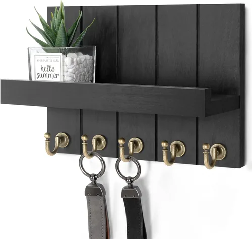 Vista 28 de Rebee Vision Soporte de Pared para Llaves de Madera de Acacia – Soporte para Llaves Estilo Granja para Pared y Organizador de Correo con Estante