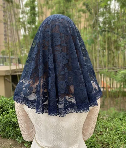 Vista 12 de Velo de mantilla de encaje suave y cómodo, 7 colores, estilo español, velo de encaje, cubierta de cabeza, forma de D