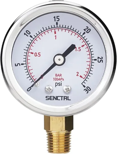 Vista 9 de SENCTRL - Medidor de presión de vacío de 30inHg, esfera de 2", NPT de 1/8, montaje inferior, estuche de acero inoxidable, resistente al agua