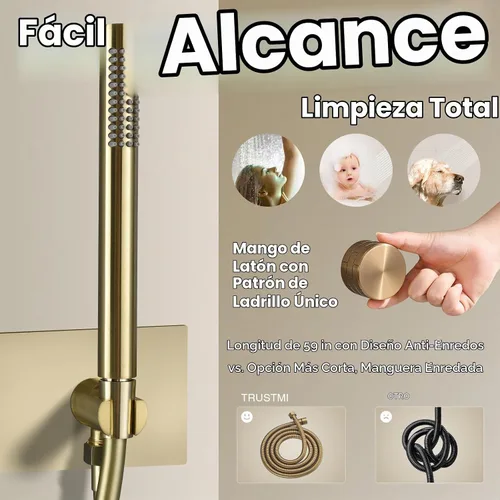 Vista 4 de TRUSTMI Sistema de ducha de doble mango de 12 pulgadas con válvula Oro cepillado