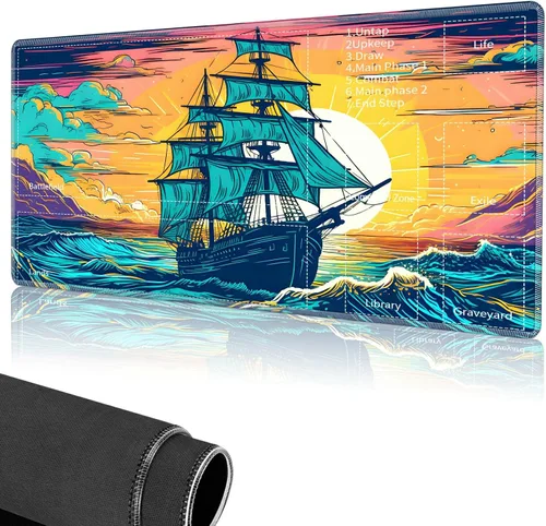 Vista 32 de Tapete de juego para MTG, tapete de juego de cartas cosido con zona mágica para juegos de cartas MTG, (17.4 x 13.8 pulgadas), tapete de juego