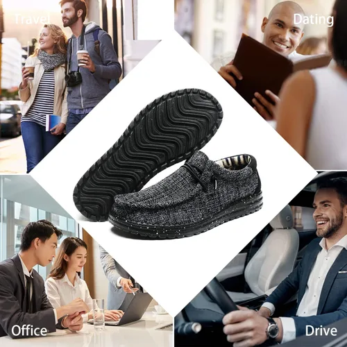 Vista 6 de Mocasines con cordones lavables a máquina para hombre, zapatos casuales sin cordones, ligeros, cómodos, suela suave, para caminar, viajar, playa