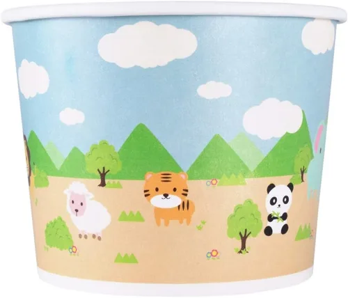 Vista 9 de Karat [473ml - 1000 uds] Tazas de papel para sopa y helado para alimentos fríos/calientes - Ideal para sopa, helado y aperitivos - Con lunares