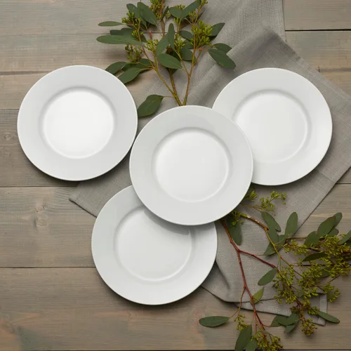 Vista 8 de Everyday White Juego de 4 platos de ensalada con borde clásico, 8.25 pulgadas