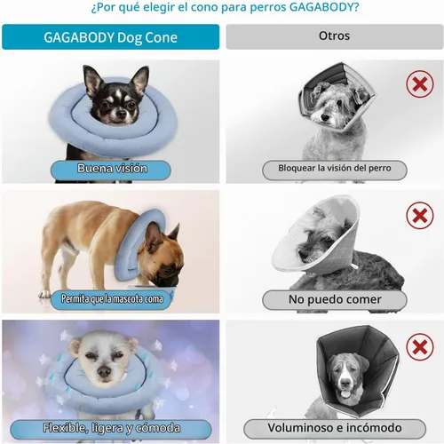 Vista 6 de Gagabody Cono de Perro Suave Alternativo para Perros Pequeños, Gatos y Perros Medianos - Collar Isabelino Ajustable y Cómodo para Recuperación Azul