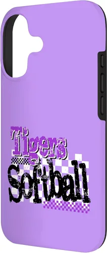 Vista 2 de Tigers Softball Mom Purple Tiger Pride Game Day School Case for iPhone 17