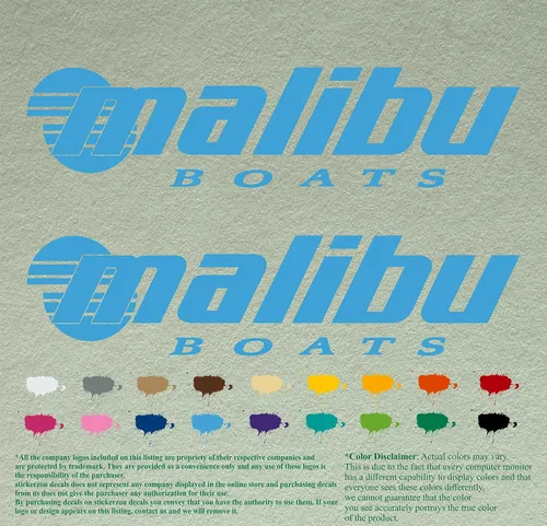Vista 2 de Malibu Boat - Juego de 2 calcomanías de vinilo de repuesto compatibles con botes de restauración (12 pulgadas, negro 070)