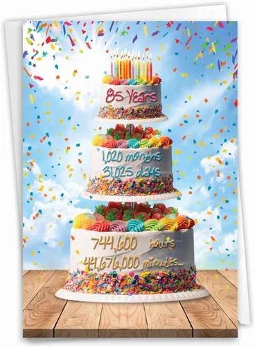 Vista 12 de NobleWorks - Tarjeta de feliz cumpleaños número 85 divertida - Celebración de 85 años, tarjeta de humor de hito para abuelos, padres - Ecuación