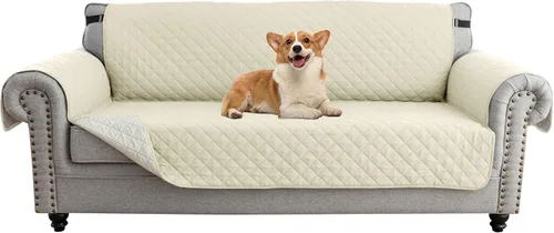 Vista 27 de UNBBRRL Funda de sofá reversible para perros y gatos, funda impermeable para muebles para mascotas y niños, protector de sofá con correas elásticas