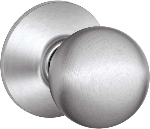 Vista 7 de Schlage F51A ORB 605 - Pomo de órbita con cerradura de entrada con llave, latón brillante Keyed entry door knob with turn-button lock, Easy to