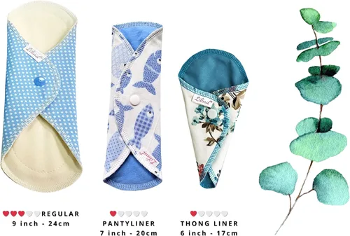 Vista 6 de Lilind ® Paquete de 7 toallas de tela para tanga en flores rojas, 100% algodón orgánico, reutilizables, lavables, toallas sanitarias menstruales