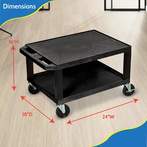 Vista 2 de Luxor Móvil Multiusos 16"H AV Carro Utilitario con 2 Estantes, Eléctrico - Negro