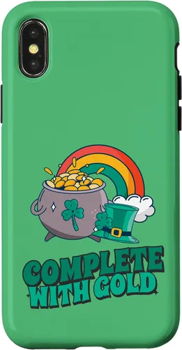 Vista 5 de iPhone 16 completo con oro - Funda con diseño de arcoíris y fortuna