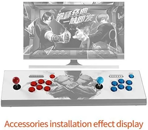 Vista 3 de Qenker Kit de arcada LED de 2 jugadores para juegos de PC USB MAME DIY y controlador retro Raspberry Pi DIY incluyendo 2 joystick arcade 20 botones